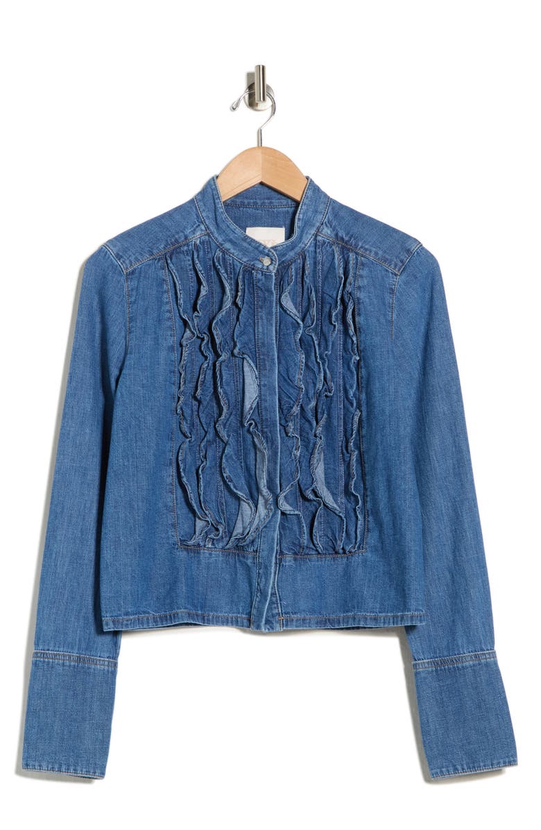 TWP Patti Ruffle Denim Jacket, Main, color, 
