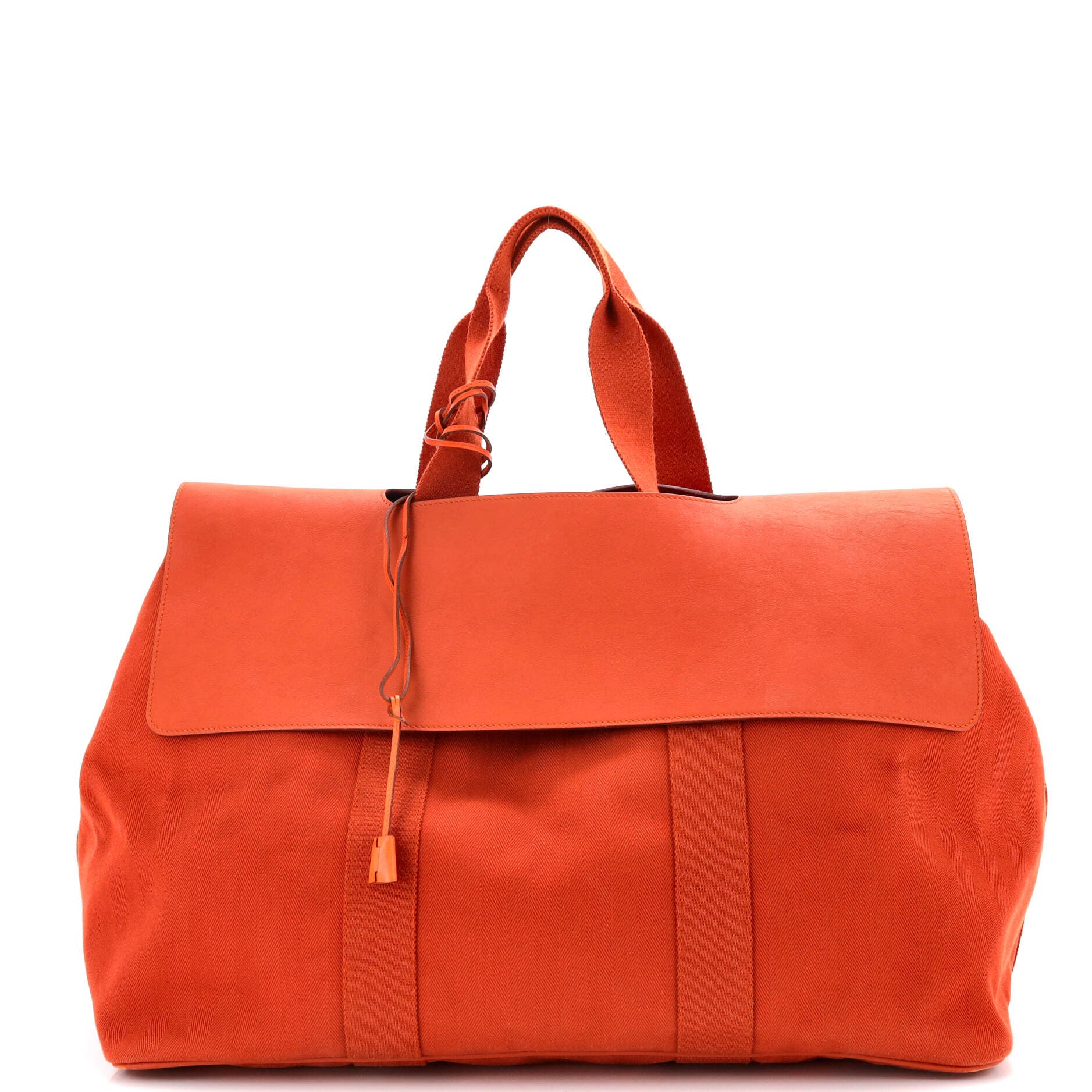 Pre-Owned Hermes Valparaiso Bag Toile and Leather GM, Main, color, Potiron