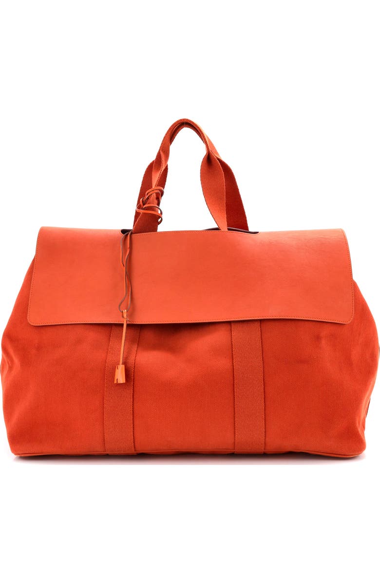 Pre-Owned Hermes Valparaiso Bag Toile and Leather GM, Main, color, Potiron