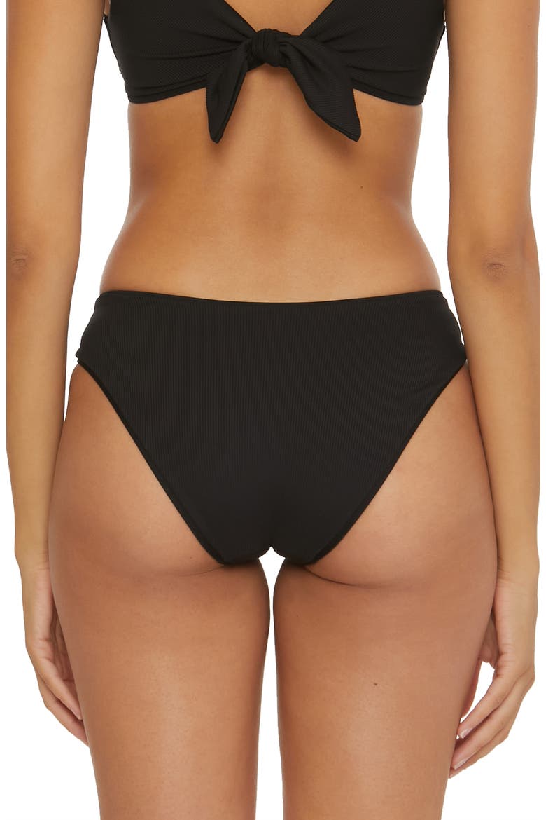 Fine Line Buckle Bikini Bottoms, Alternate, color, BLACK