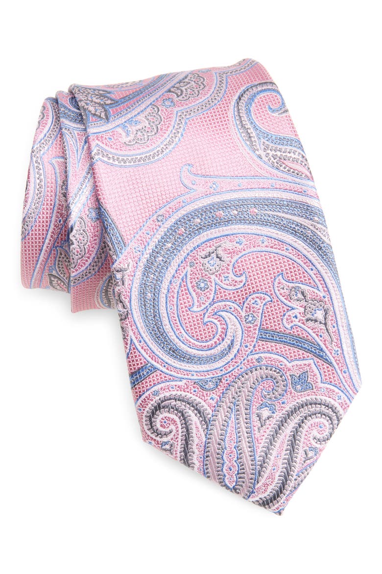 Paisley Silk Jacquard Tie, Main, color, PINK