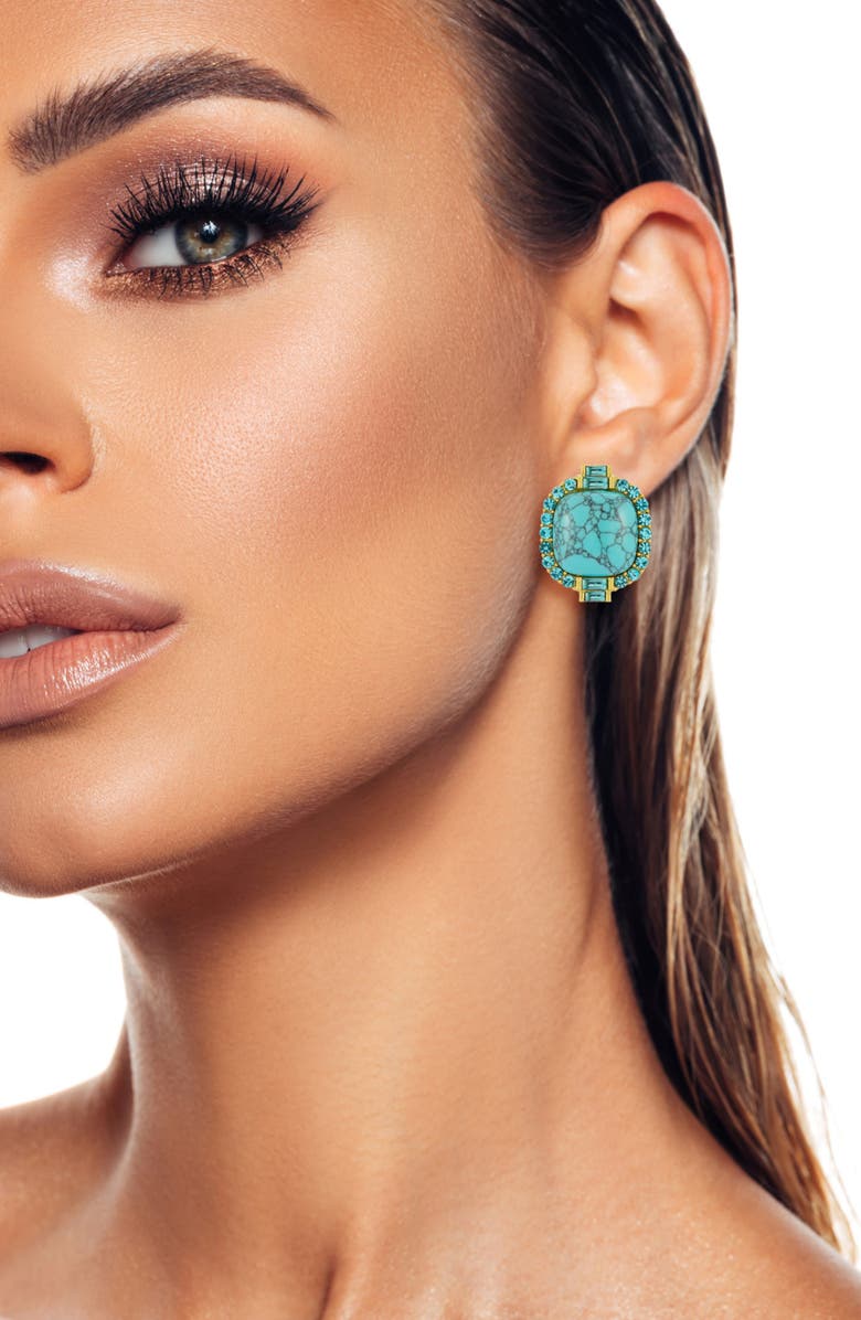 SPHERA MILANO Synthetic Turquoise Statement Stud Earring, Alternate, color, Gold
