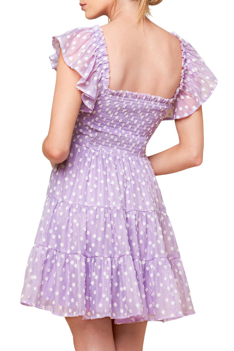 Textured Frilly Sleeve Minidress, Alternate, color, LAVENDER
