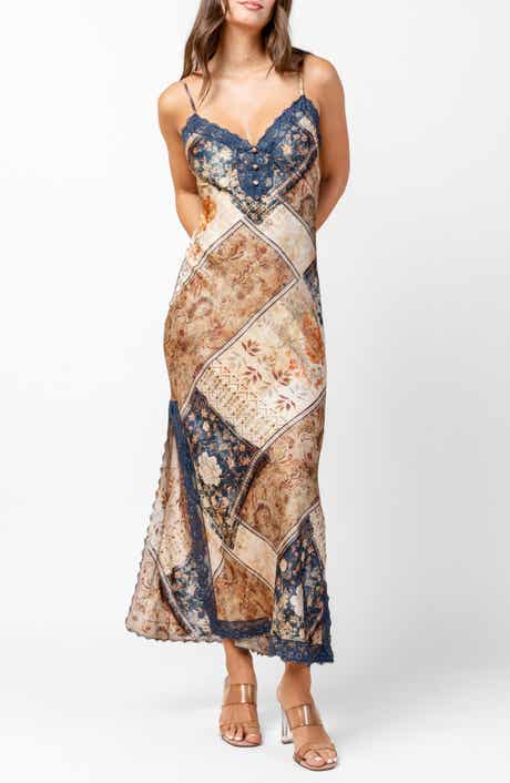 Beivy Printed Lace Trim Maxi Dress