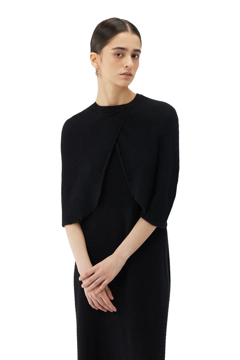 Lightweight Silk Cashmere Capelet, Alternate, color, Black
