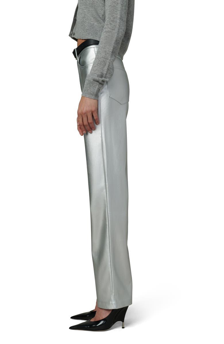 Joe's The Margot High Waist Relaxed Straight Leg Faux Leather Jeans, Alternate, color, Plated Silver