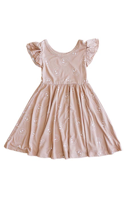 Little Girl's Starry Eyed Smiley Twirl Dress