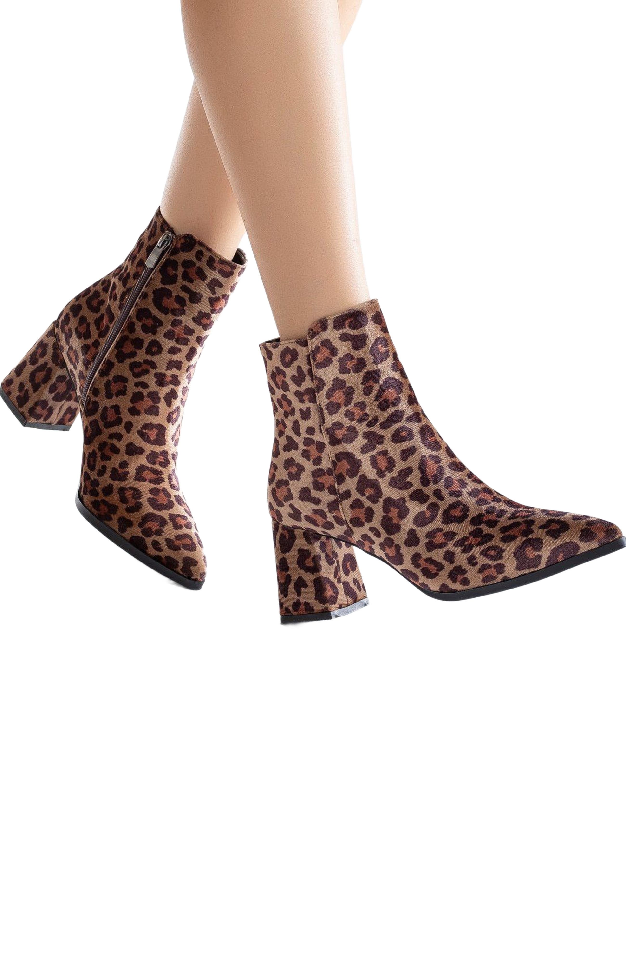 Forever & Always Shoes Leia Leopard Print Ankle Boots, Alternate, color, 