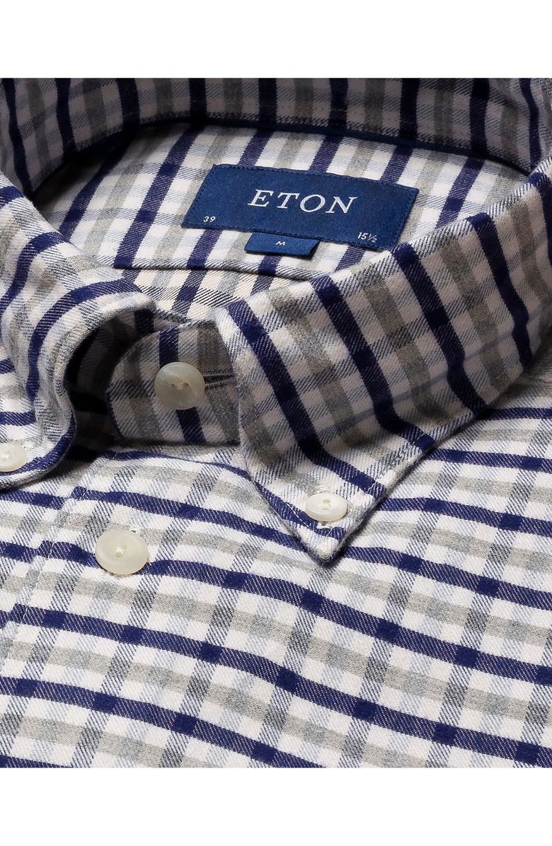 Eton Contemporary Fit Plaid Flannel Dress Shirt, Alternate, color, 