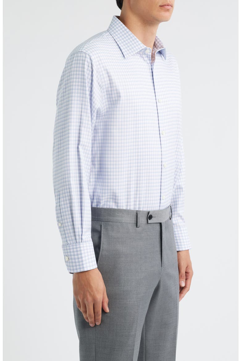 Traditional Fit Check Premium Non-Iron Cotton Dress Shirt, Alternate, color, BLUE- WHITE CHECK