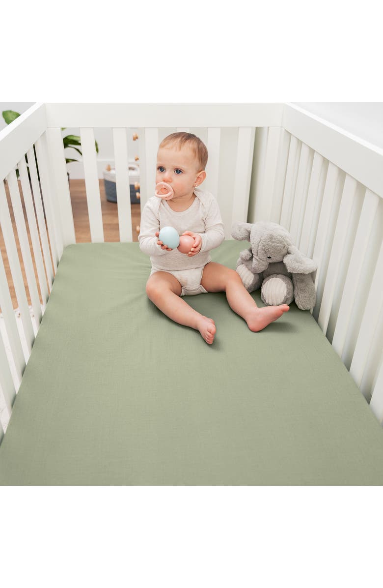 Comfy Cubs Muslin Fitted Crib Sheet, Alternate, color, Sage