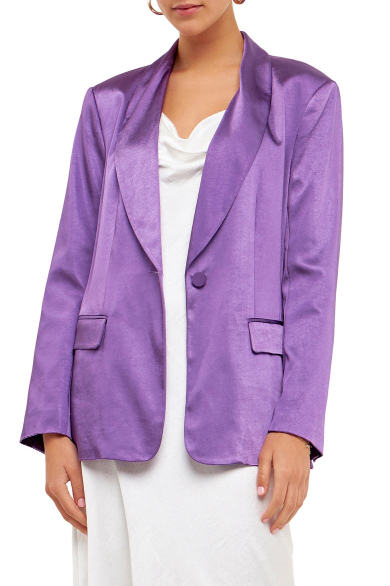 The Satin Blazer, Main, color, PURPLE
