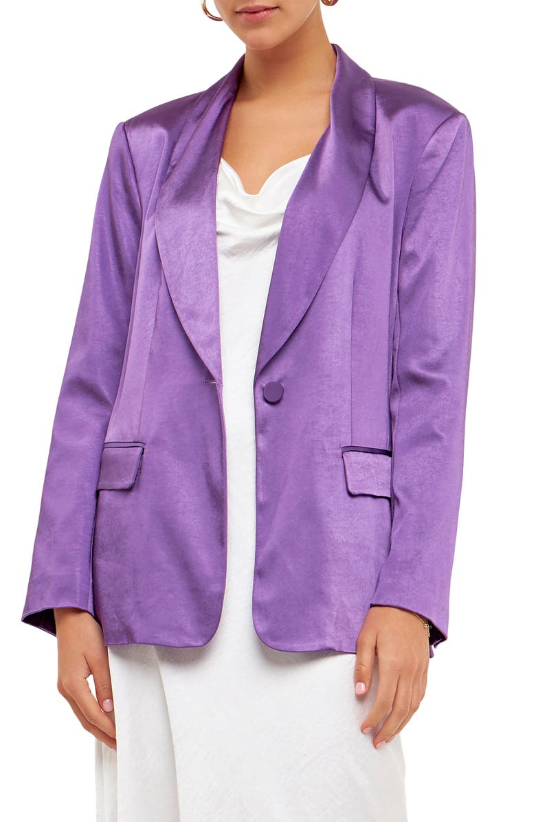 Endless Rose The Satin Blazer, Main, color, Purple