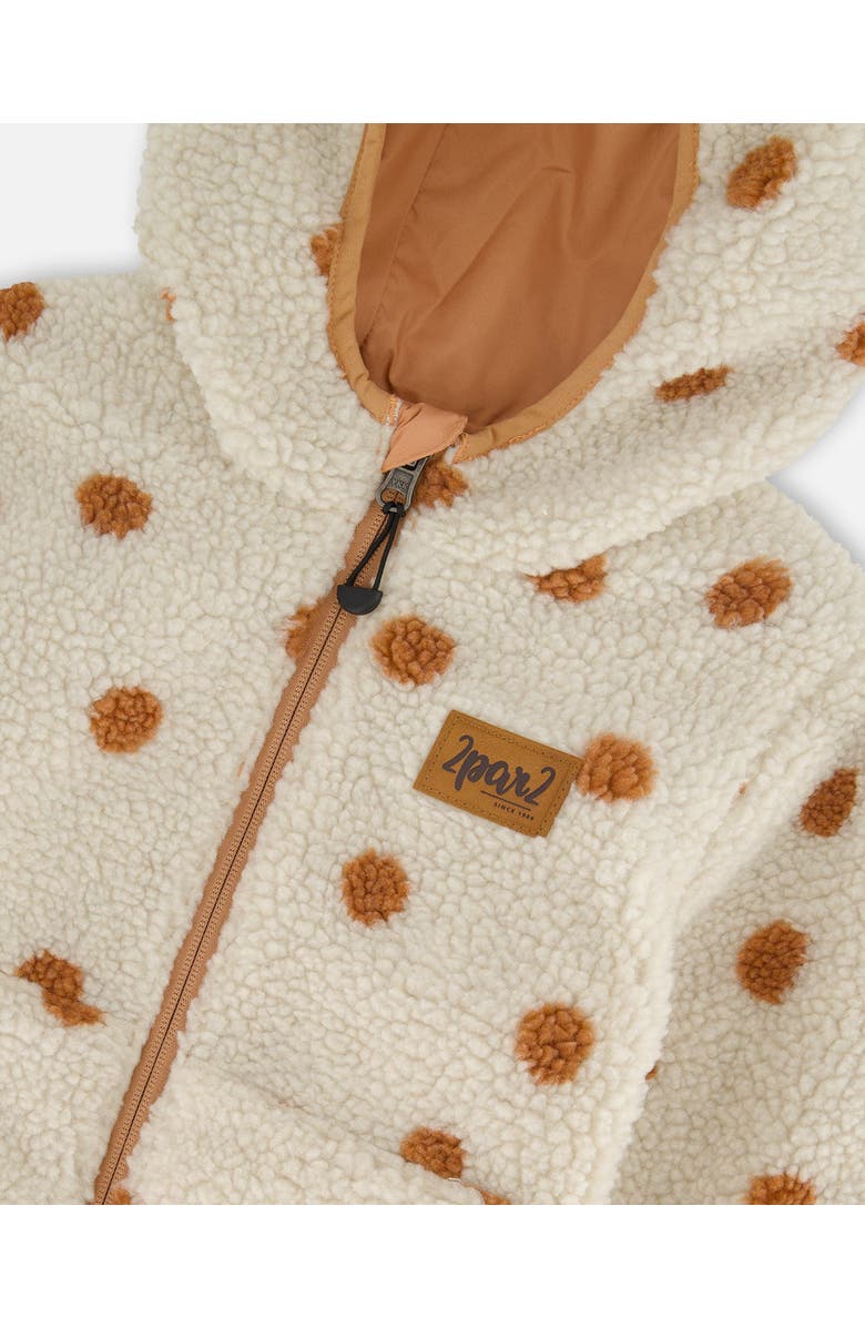 Deux par Deux Little Girl's Reversible Soft Fleece Jacket Pinky Brown With Dots, Alternate, color, 