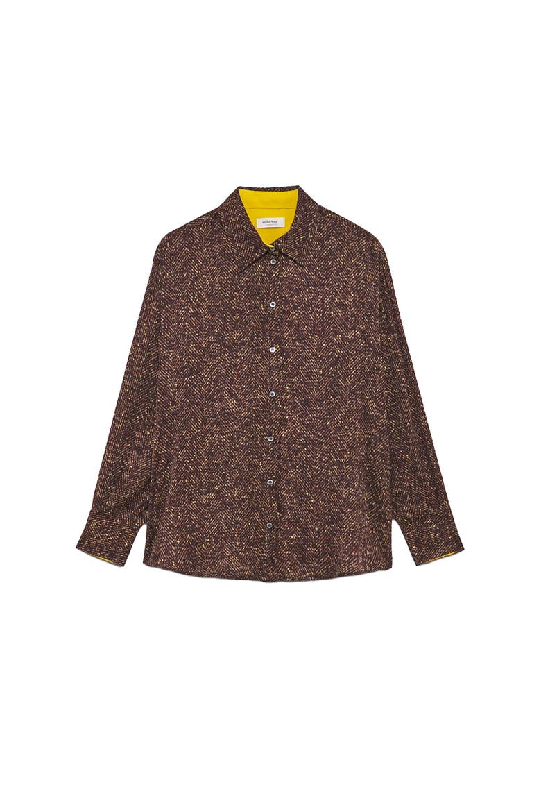 Printed Viscose Shirt, Alternate, color, Brown