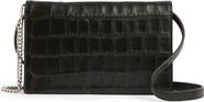 AllSaints Fetch Croc Embossed Leather Chain Crossbody Wallet
