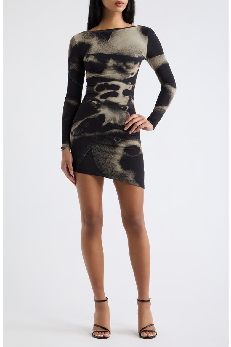 Perla Long Sleeve Minidress, Main, color, NEGRA