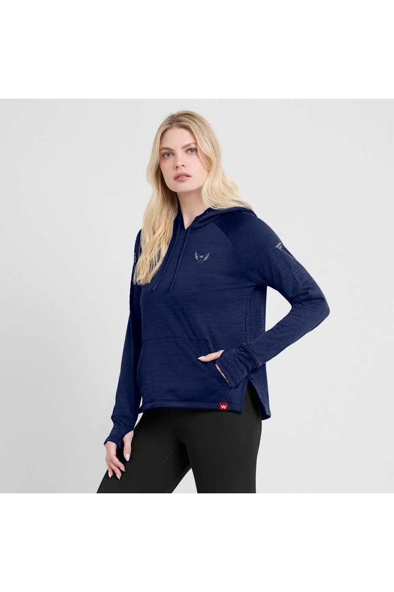 Women's Fanatics  Heather Navy Washington Capitals Authentic Pro Pullover Hoodie, Alternate, color, Heather Navy
