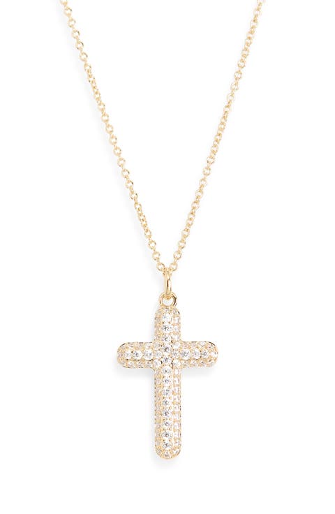 Crushed Pavé Cross Pendant Necklace