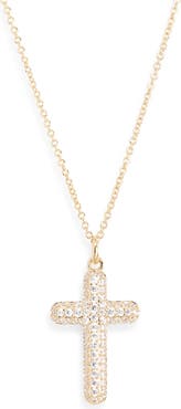 Nadri Crushed Pavé Cross Pendant Necklace
