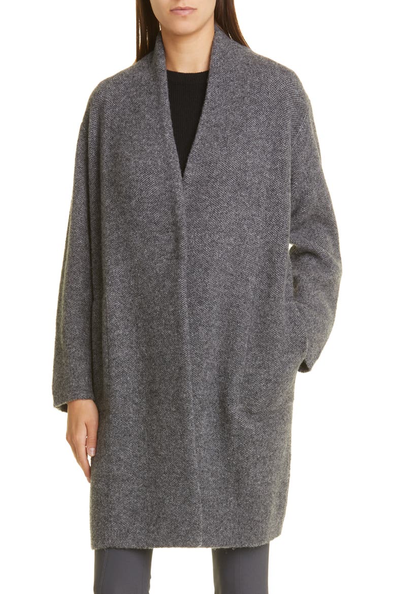 Bouclé Wool Blend Cardigan Coat, Main, color, CHARCOAL/ MEDIUM HEATHER GREY