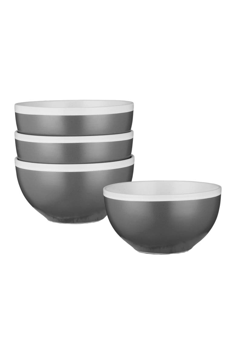 Serenity Stoneware 4-Piece Bowl Set, Main, color, Dark Gray and Cream