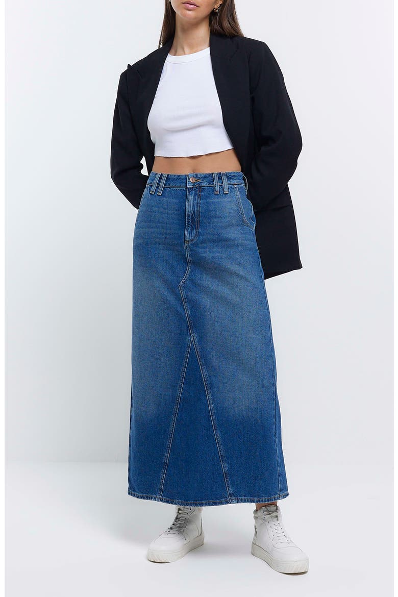 Seam Detail Maxi Skirt, Alternate, color, DENIM