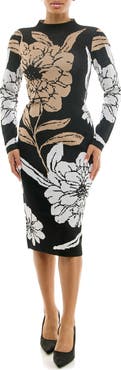 Nina Leonard Long Sleeve Body-Con Dress