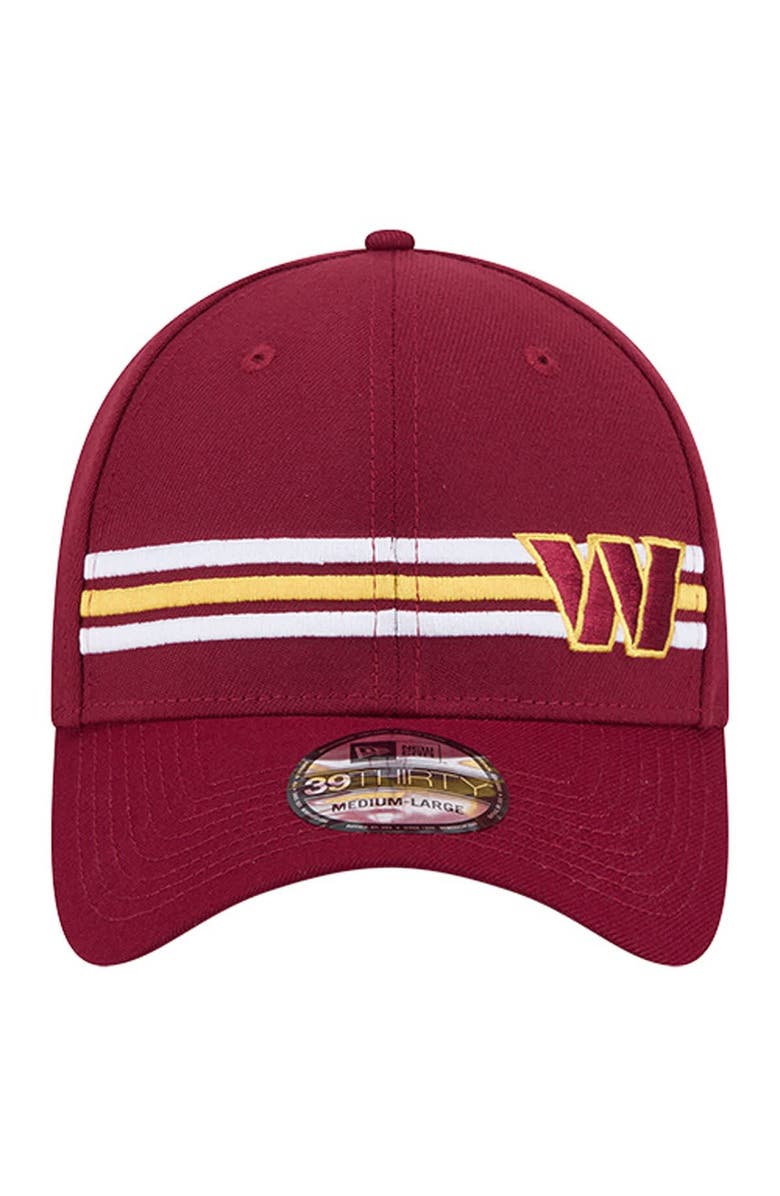 New Era Men
s New Era Burgundy Washington Commanders Stripes 39THIRTY Flex Hat, Alternate, color, Burgundy