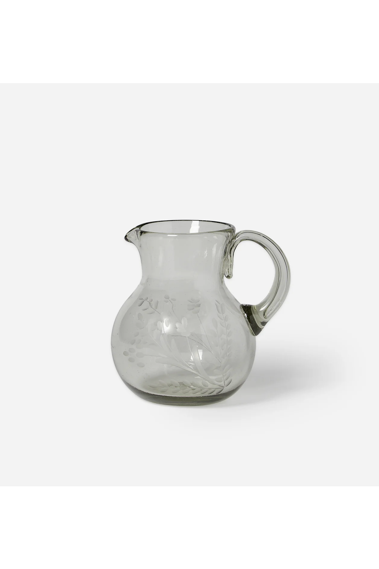 Hand-etched Blown Pitcher, Main, color, Black - Large