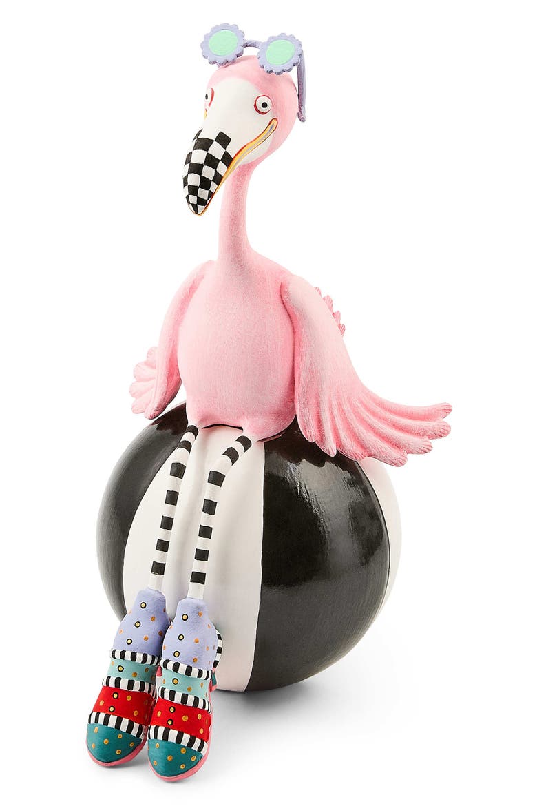 Patience Brewster Shelia Flamingo on Ball Figurine, Main, color, PINK