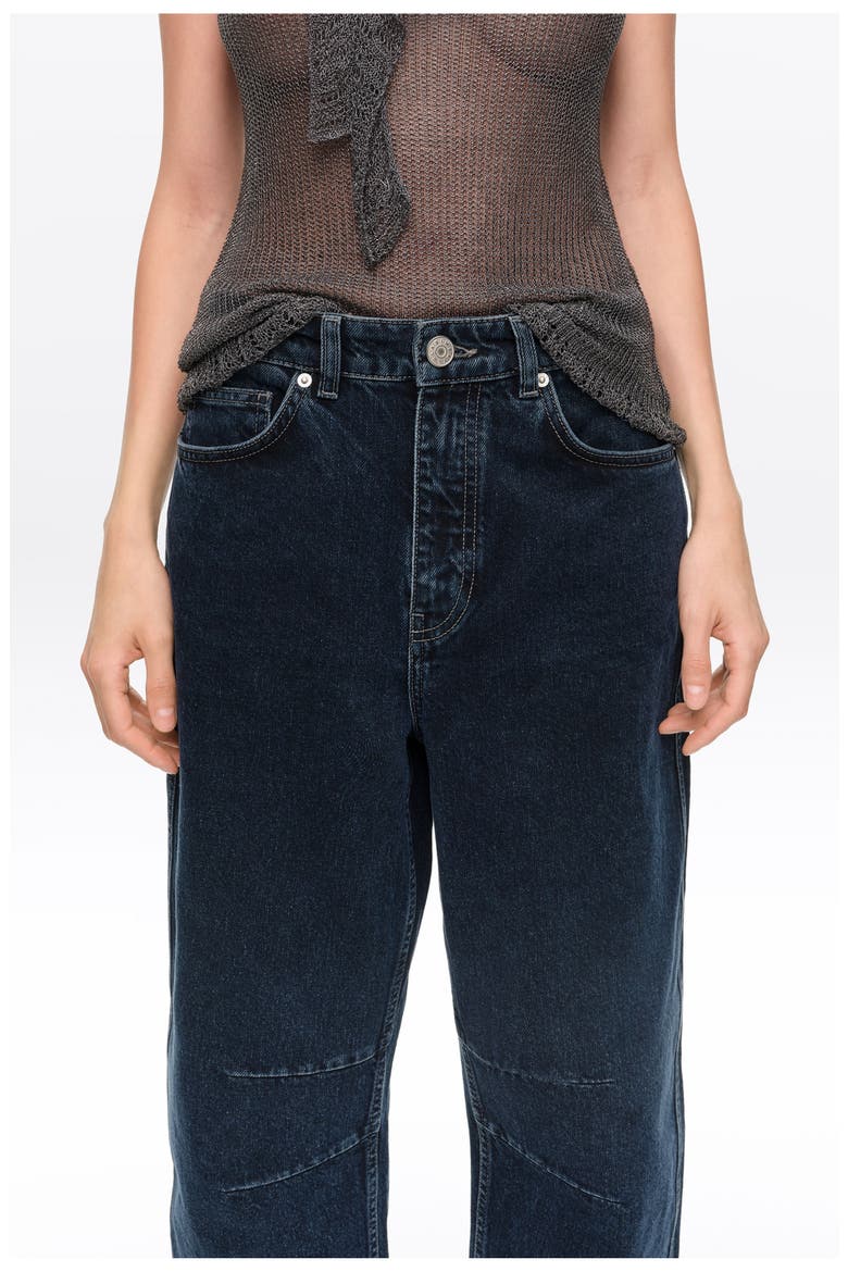 Denim Barrel Leg 5-Pocket Trousers, Alternate, color, DARK DENIM BLUE
