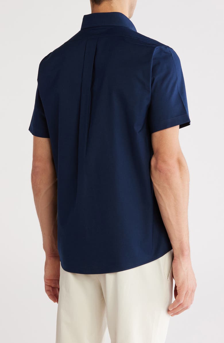 Brooks Brothers Non-Iron Regular Fit Oxford Stretch Short Sleeve Shirt, Alternate, color, Navy Blazer