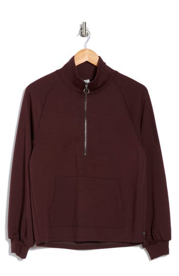 Balance Collection Katie Quarter Zip Sweatshirt In Chocolate Plum