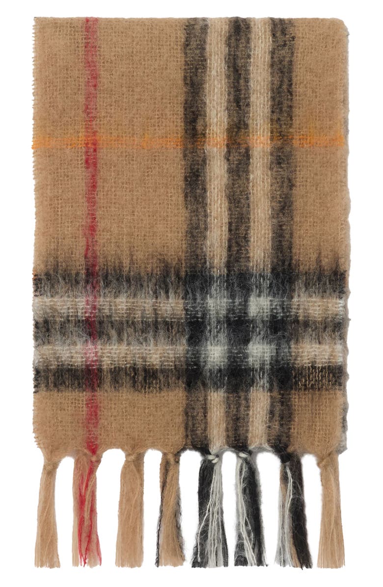 Burberry Giant Check Mohair Blend Scarf, Alternate, color, Sand