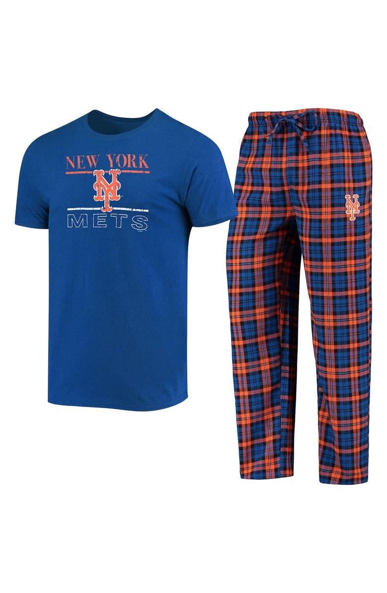 CONCEPTS SPORT Men's Concepts Sport Royal/Orange New York Mets Lodge T-Shirt & Pants Sleep Set, Alternate, color, 