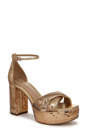 Sam Edelman Jullian Ankle Strap Platform Sandal In Gold