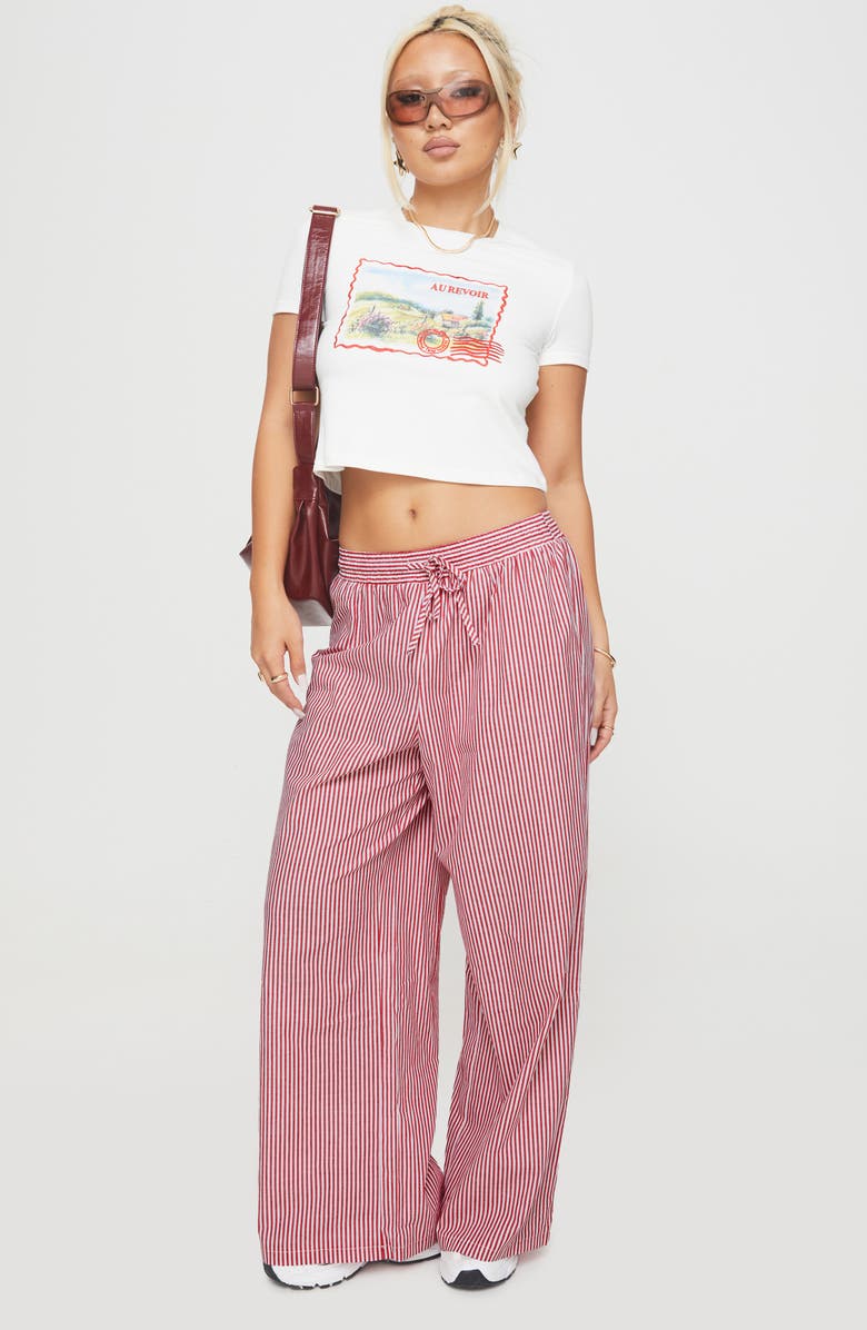 Princess Polly Au Revoir France Crop Graphic T-Shirt, Main, color, White