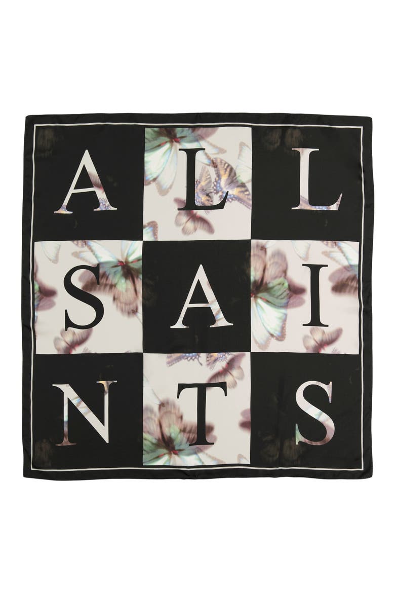 Checkerboard Silk Scarf, Alternate, color, BLACK