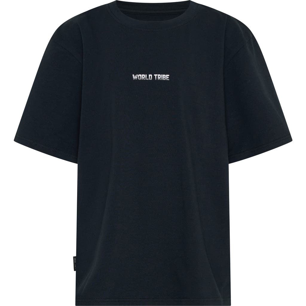 Tiny Tribe Kids' World Tribe Cotton Graphic T-shirt In Black