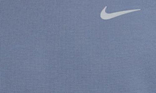 Nike Stride Dri-fit Long Sleeve Waffle Crewneck Running Short In Blue