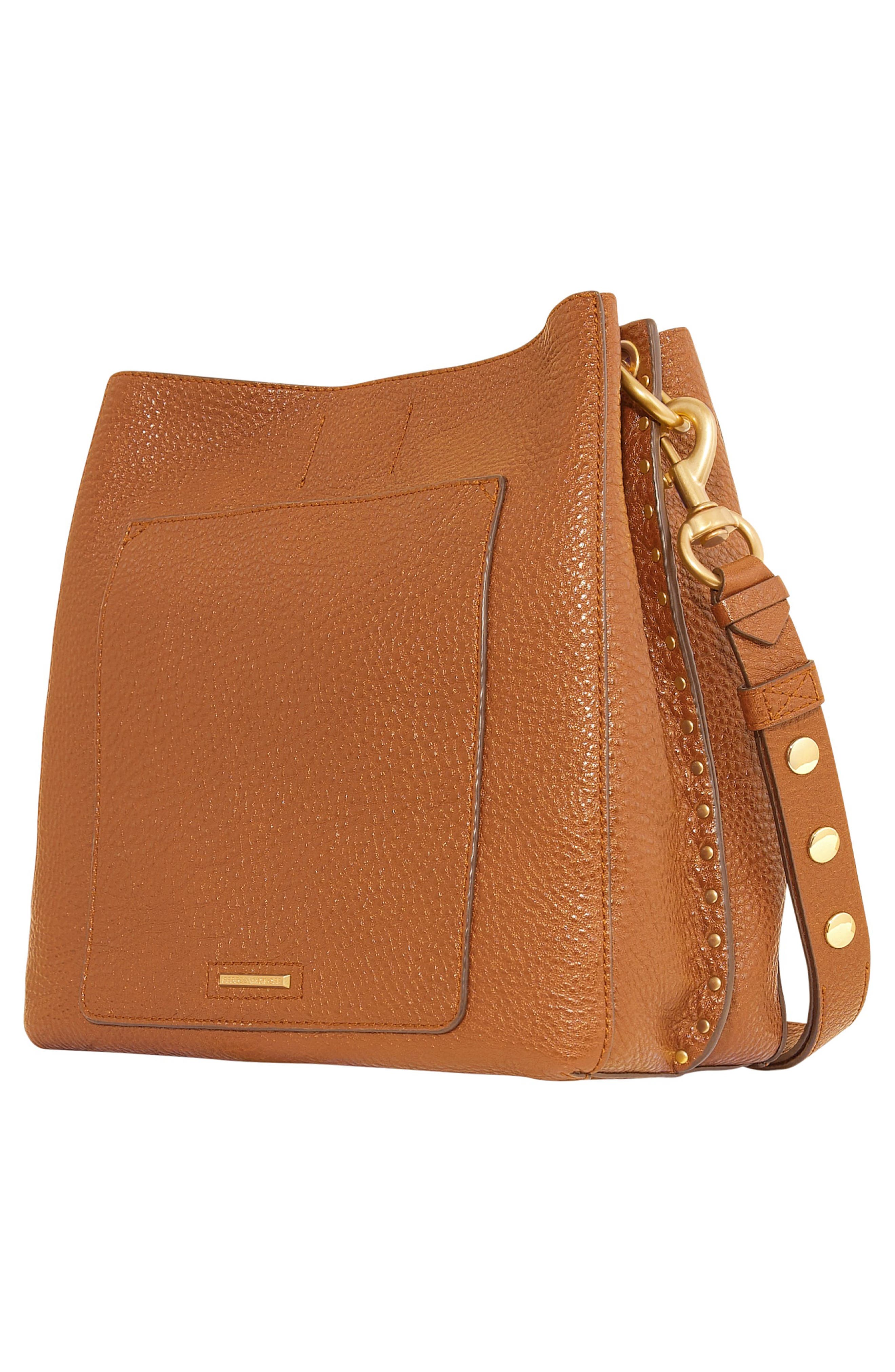 Rebecca Minkoff Darren Leather Shoulder Bag, Alternate, color, Caramello