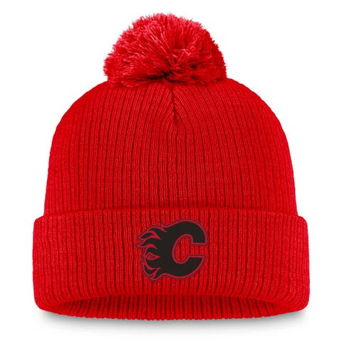 Women's Fanatics Red Calgary Flames Cuffed Knit Hat with Pom