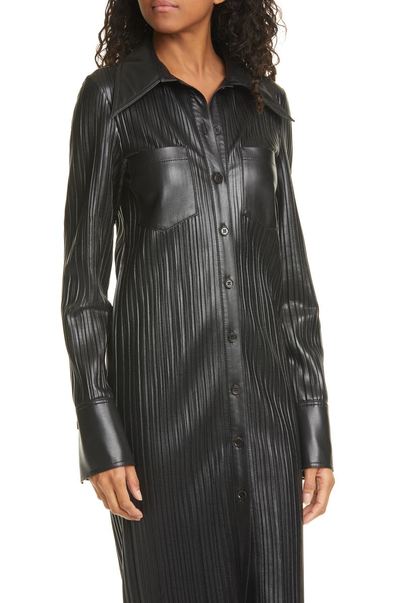 Nanushka Lee Long Sleeve Faux Leather Shirtdress, Alternate, color, 