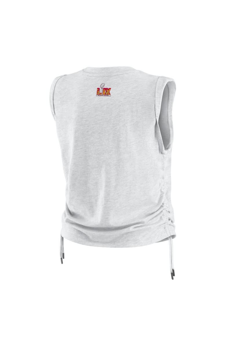 WEAR by Erin Andrews Women's WEAR by Erin Andrews Heather Gray Super Bowl LIX Cinched Tank Top, Alternate, color, 