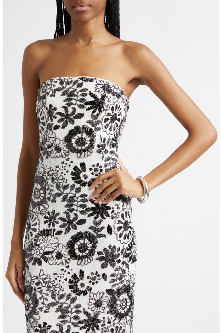Bonnie Sequin Strapless Sheath Dress, Alternate, color, BLACK SEQUIN COMBO
