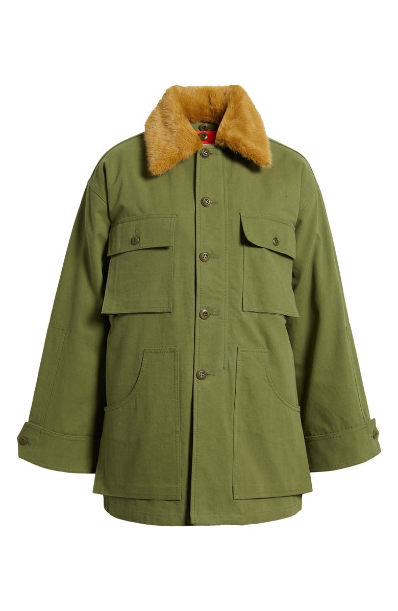 THE GREAT. The Quilted Liner Jacket with Removable Faux Fur Collar, Alternate, color,