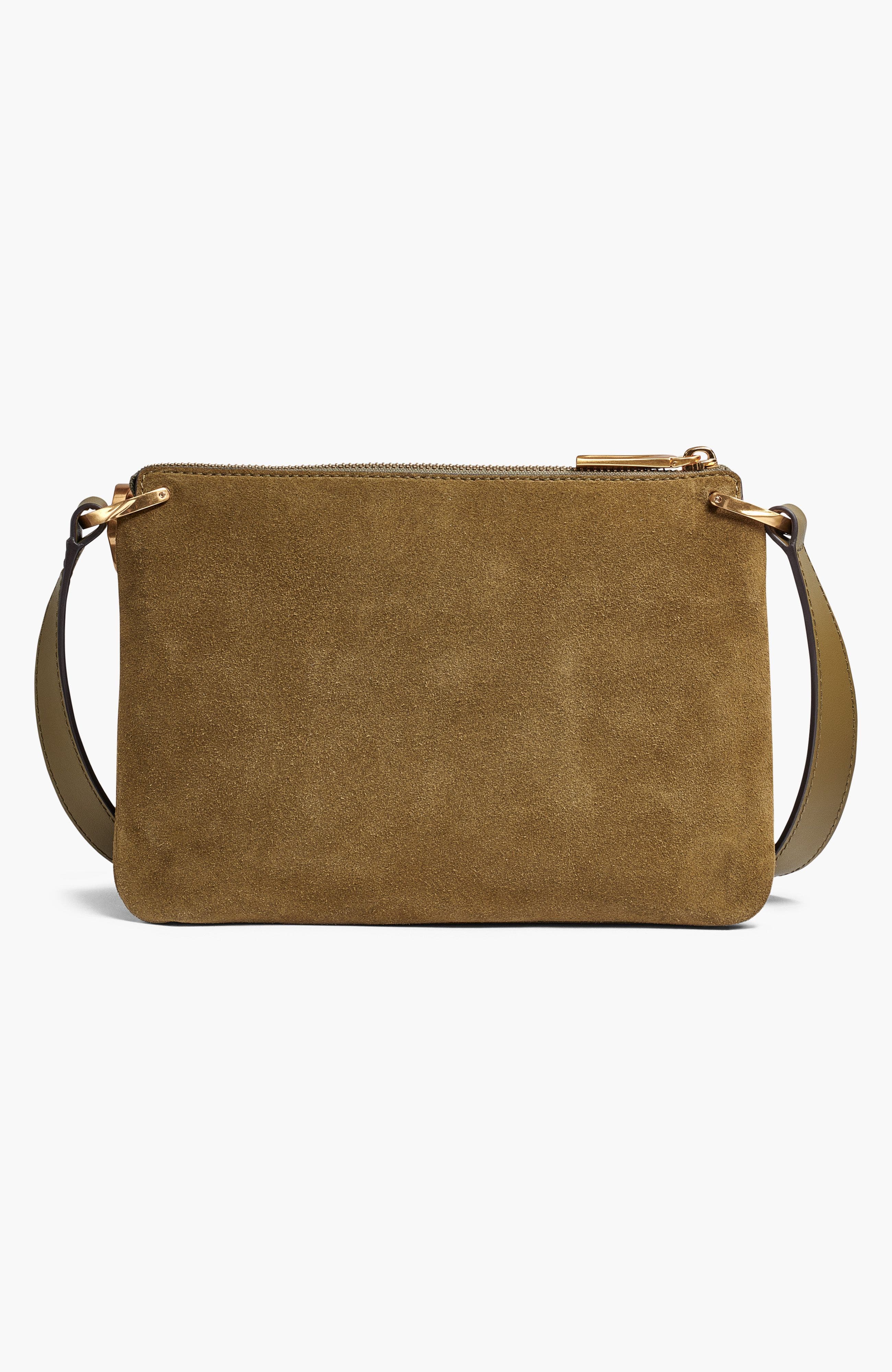 Donna Karan New York Glenwood Suede Crossbody, Alternate, color, Smoky Olive