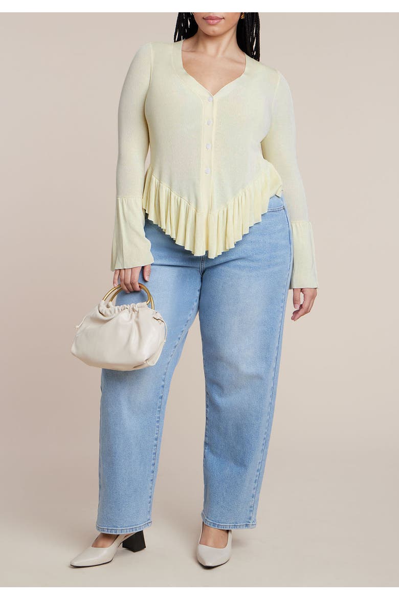 Ruffle Cardigan, Alternate, color, SUNLIGHT
