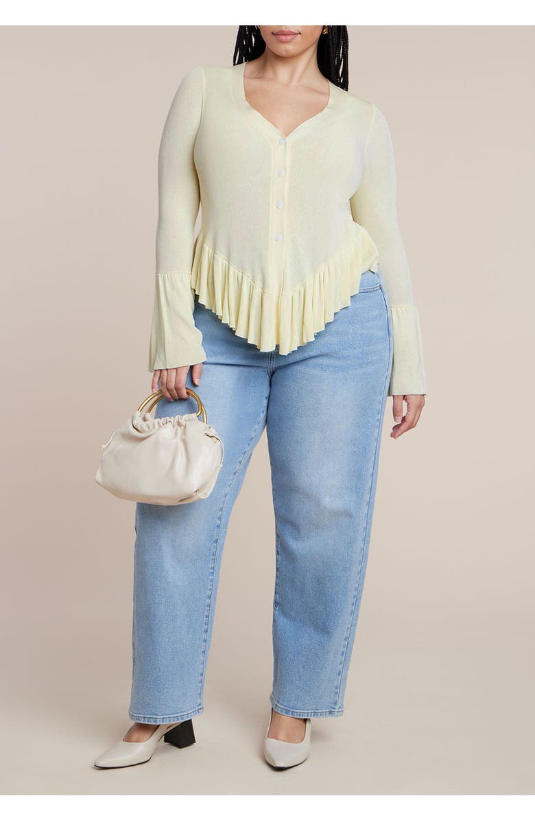 ELOQUII Ruffle Cardigan, Alternate, color, 